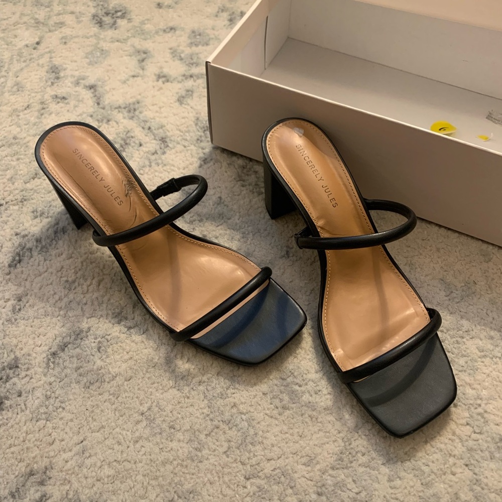 Sincerely Jules Black Heels with Modern Square Toe